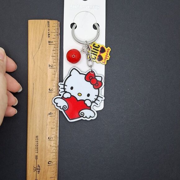 Hello kitty with heart keychain keyring charm accessory - Picture 3 of 4